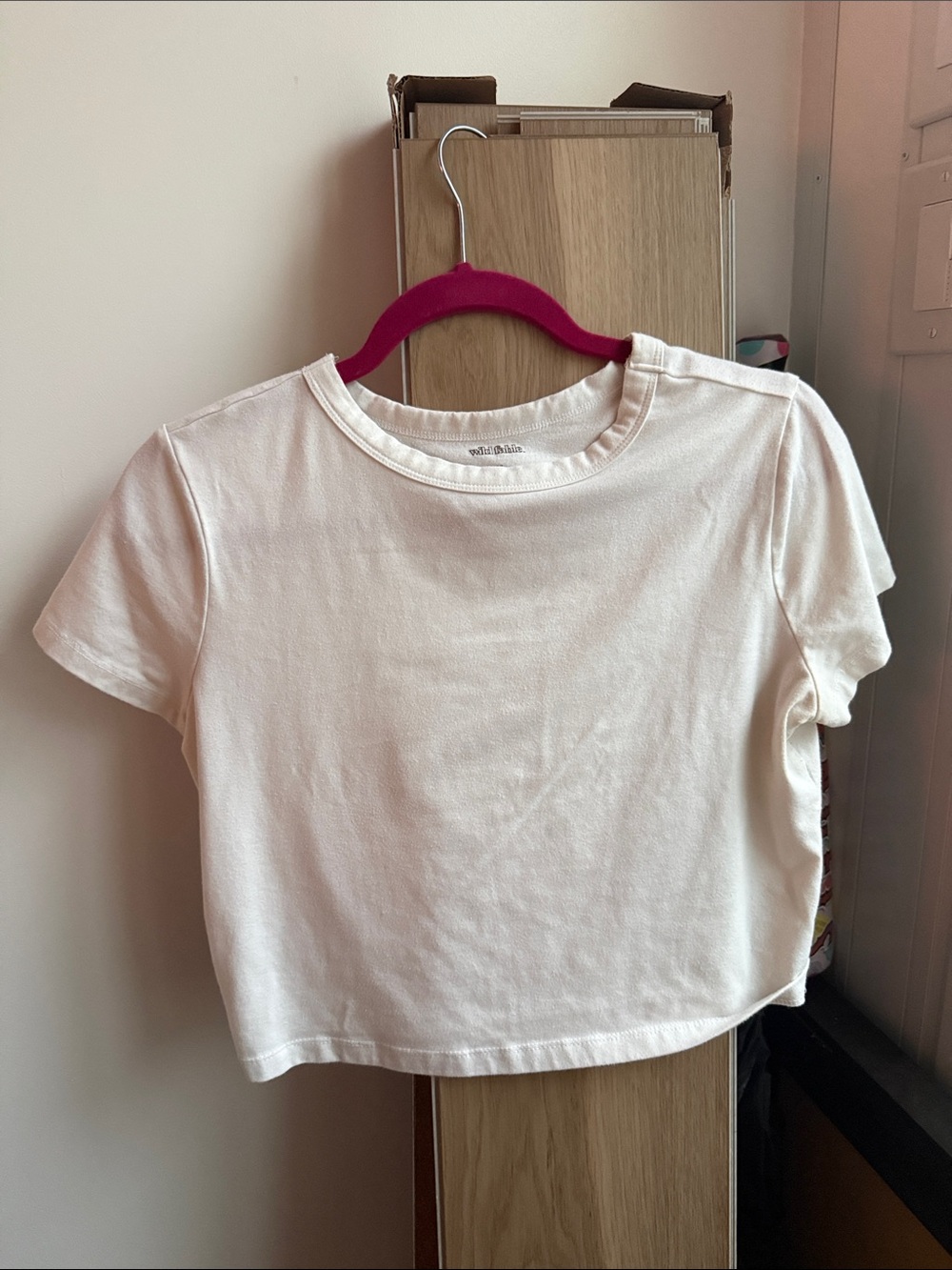 wild fable White Short Sleeve Crewneck Crop Tee for Kids